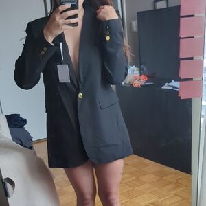 Calvin Klein Black Blazer with Gold Accents